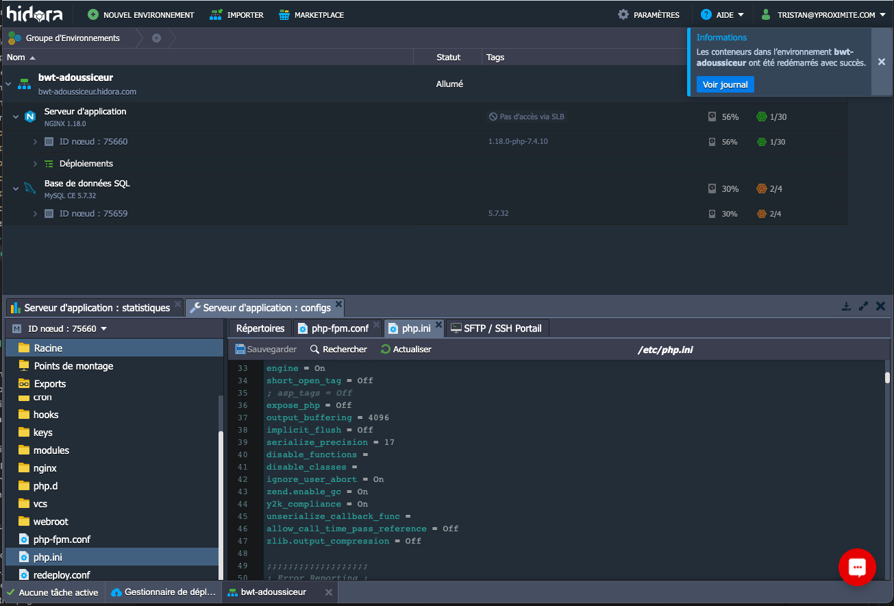 Hidora admin interface